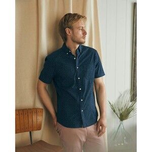 Faherty Stretch Playa Shirt Mens 2XL Fish Scale Button Down Short Sleeve Casual